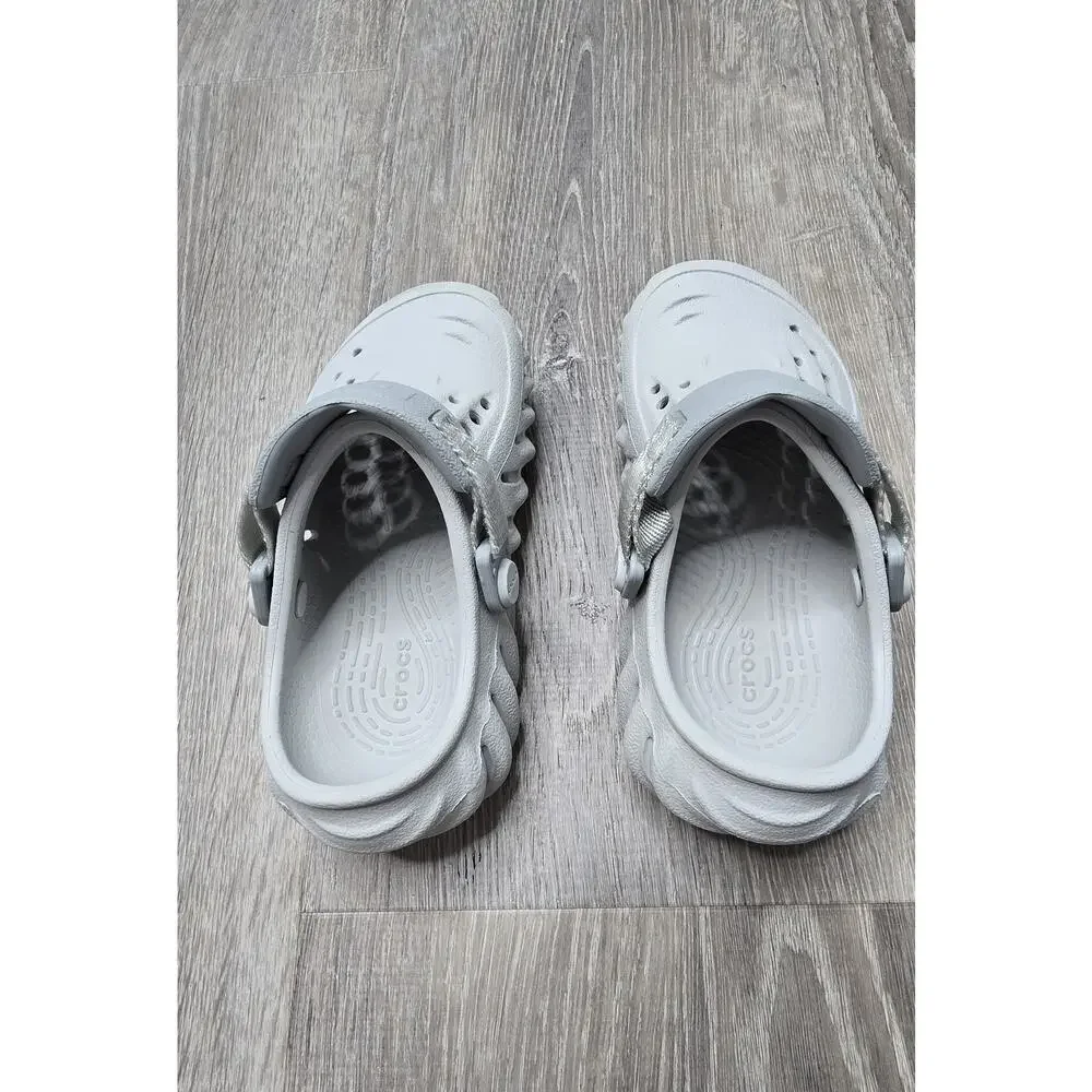Crocs Echo Clog Atmosphere Light Gray Kids 9c Lightweight Comfort Slide